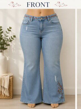 Stylish Embroidered Flare Jeans – Stand Out with Every Step!